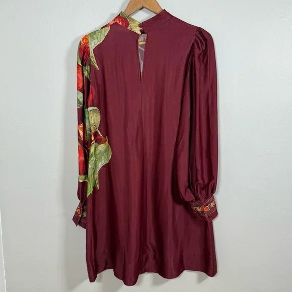 🍇 Farm Rio for Anthropologie Wine Fig Print Long Sleeve Dress | NWT | M - Picture 3 of 11